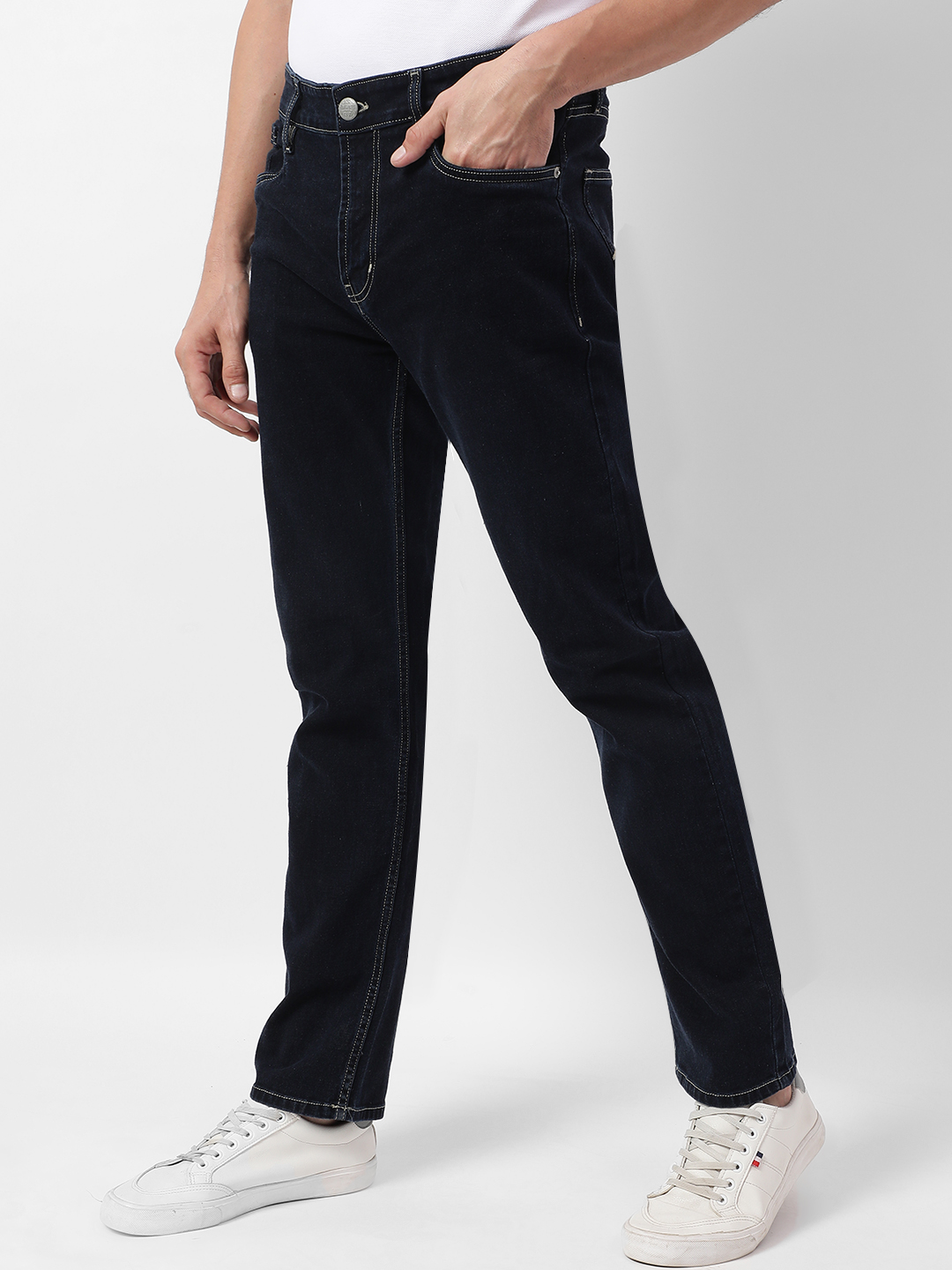 Numero Uno Men Solid Dark Blue Jeans